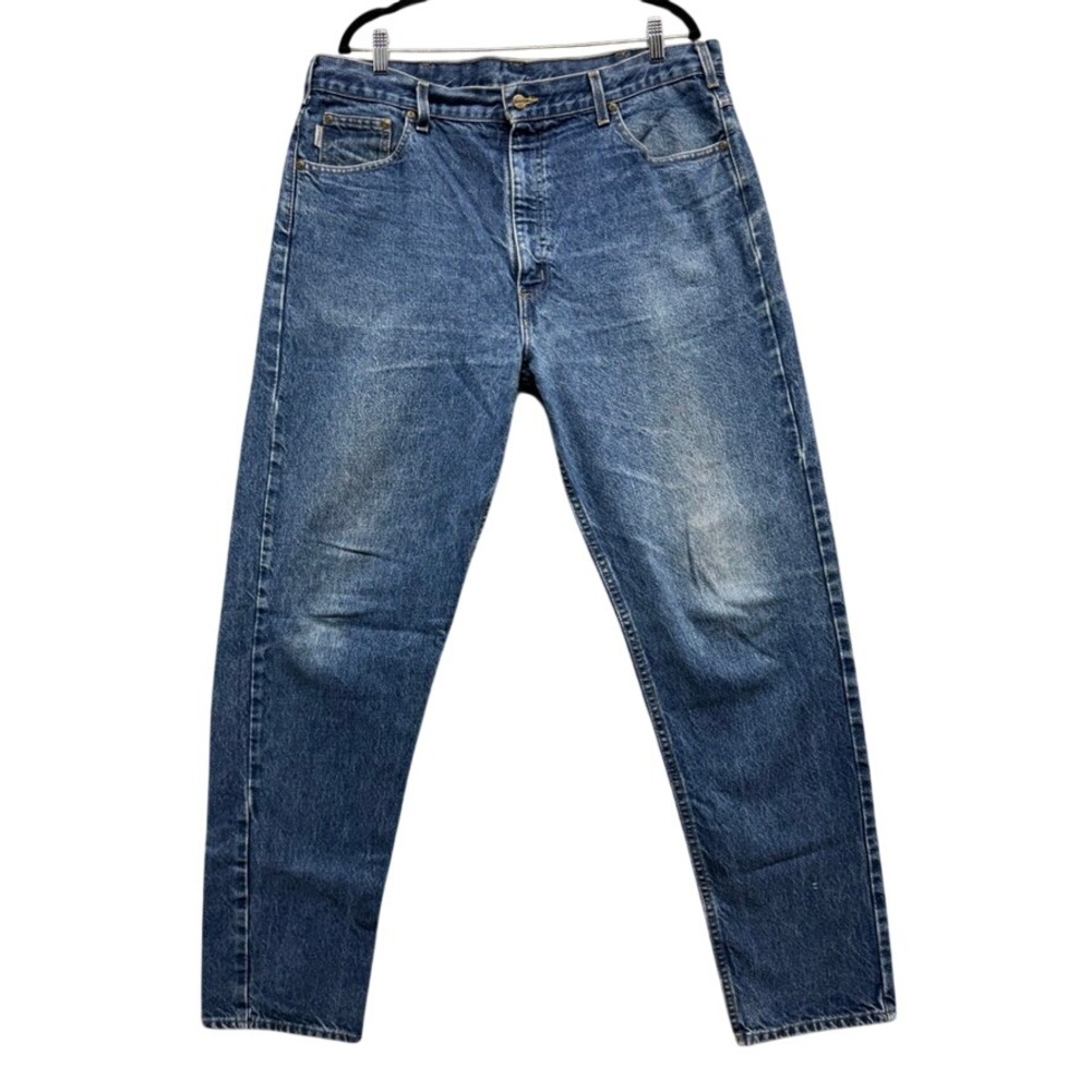 Vintage Carhartt B17DST Relaxed Fit Tapered Leg Jeans Dark Stone Blue Mens 40x34